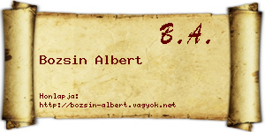 Bozsin Albert névjegykártya